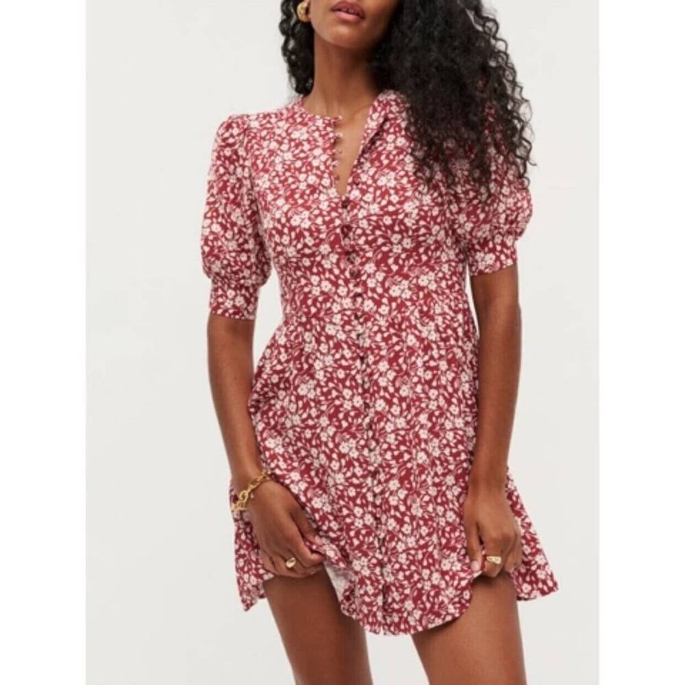 Reformation Red Floral Mini Dress
